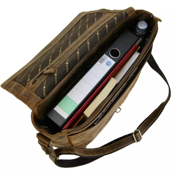 Greenburry Vintage 1656-25 Leather Briefcase Shoulder Bag Crossbody Bag - Picture 3 of 3